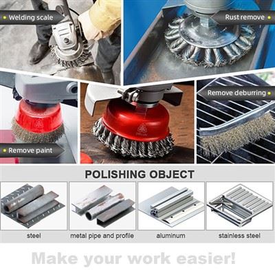 DELUN 4 Inch Stainless Steel Twisted Cup Wire Brush Super Quality
